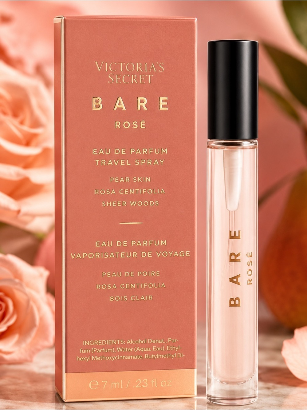 Victoria's Secret Bare Rosé Eau de Travel Spray - Pink, Black